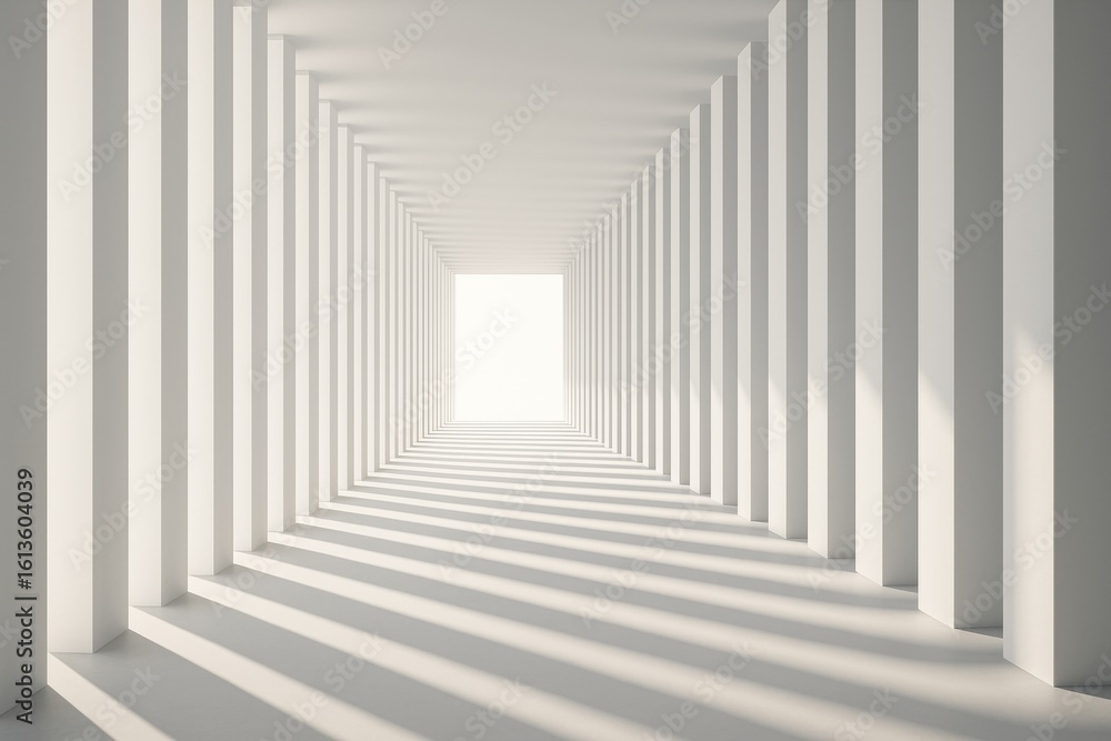 Fototapeta premium Abstract White Corridor Perspective and Shadows