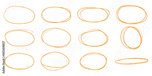 Handdrawn doodle circle highlights. Hand drawn scribble circles. Highlight circles set. Scribble ovals, circle and highlight text. Marker scratch scribble in rounder. Vector illustrator.