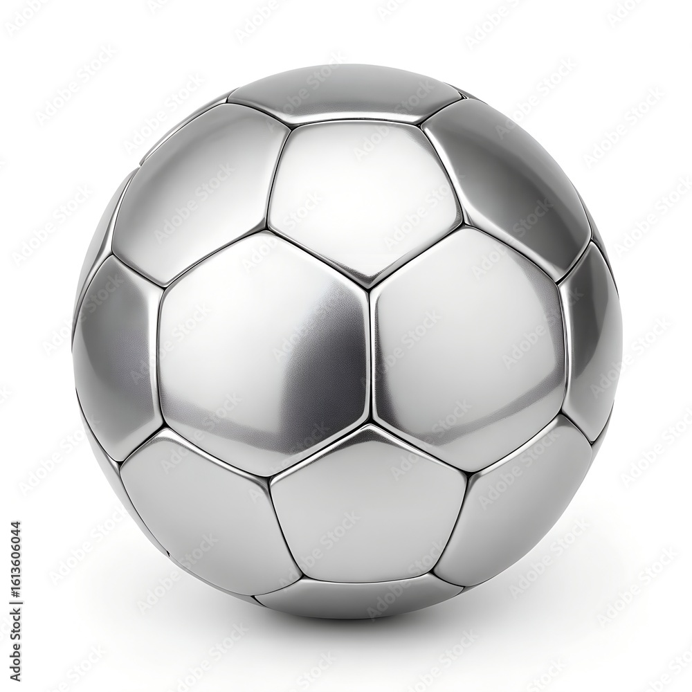 Fototapeta premium Shiny silver soccer ball on white background