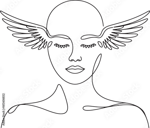 Winged Soul Line Art A Symbolic Representation of Freedom and Spiritual Ascension Artwork