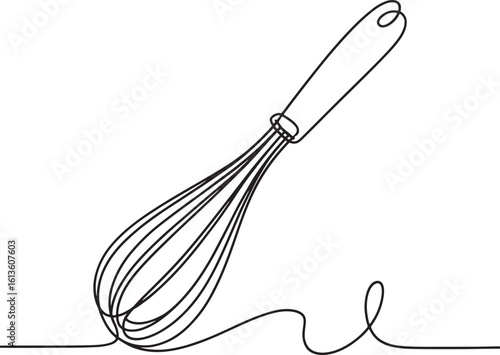 Whisk Continuous Line Drawing for Culinary Arts, Cooking, and Kitchen Design Projects