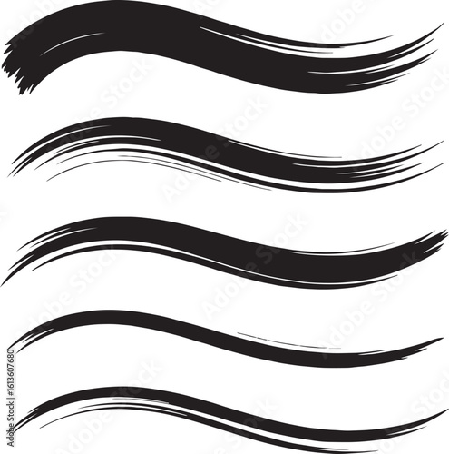 Grunge Brush Stroke Wave Set – Hand Drawn Ink Stroke Elements Collection