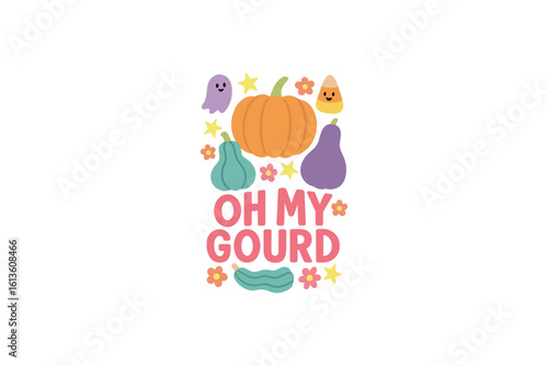 Pumpkin and gourds Halloween Cute Vector clipart