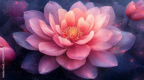 Dreamlike Pink Flower Blossom Delicate Petals Fractal Art Floral Background Nature Wallpaper