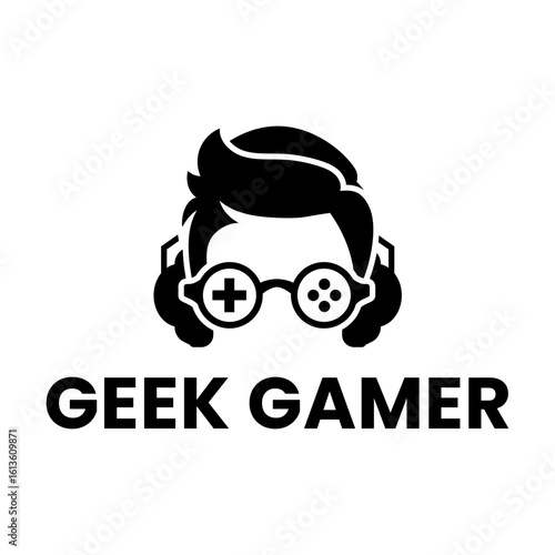 Gaming avatar with joystick and nerd glasses