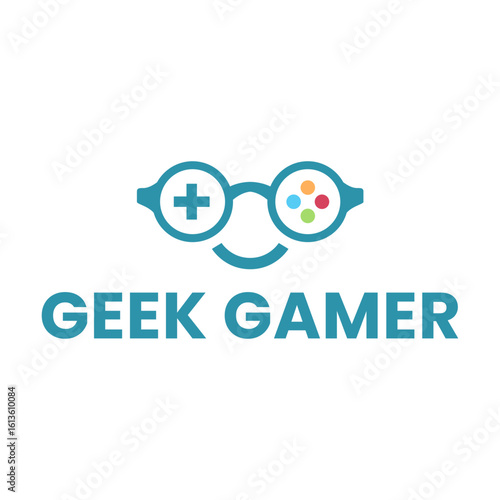 Gaming avatar with joystick and nerd glasses
