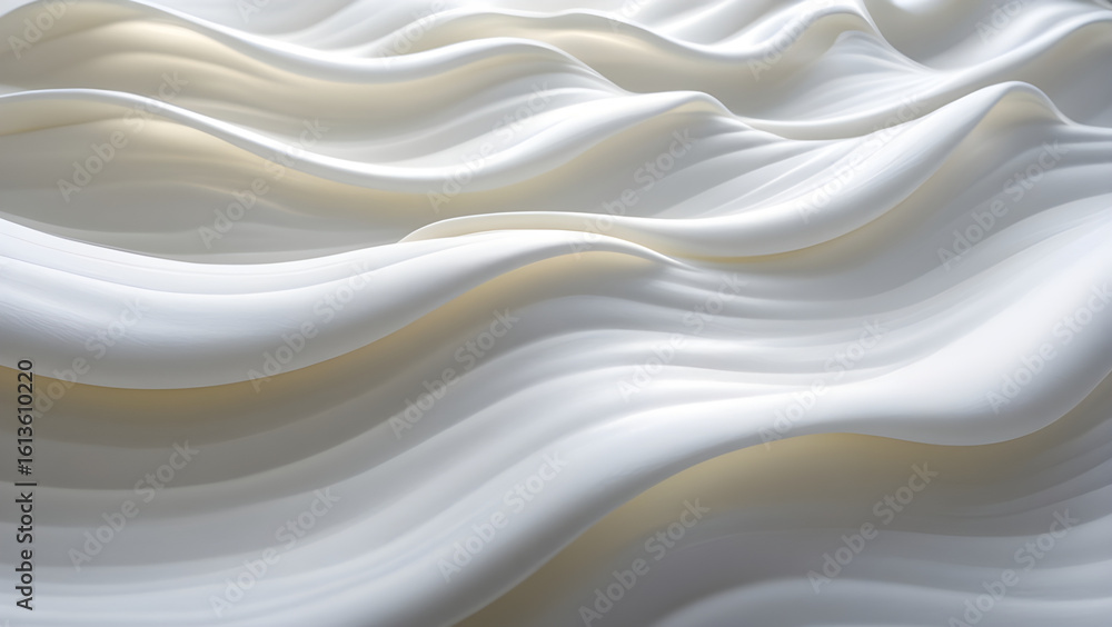 Obraz premium High Key Abstract Wavy Texture Background - Modern Elegant White 3D Render