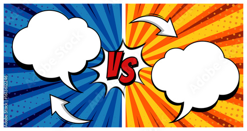 Cartoon comic background fight versus comics book colorful competition poster with halftone
