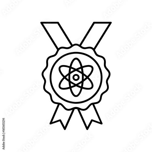 Science award ribbon icon symbolizing academic excellence – outline