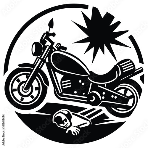 motorcycle accident vector icon