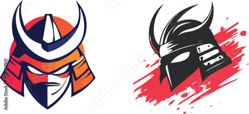 Samurai warrior mascot logo design with two variations vector illustration perfect for team mascot apparel and sport logo