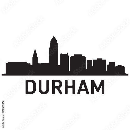 Durham skyline horizontal banner. Durham City, North Carolina. Vector template for your design. Vector black silhouette. with white background