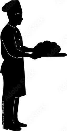 Chef silhouette serving food