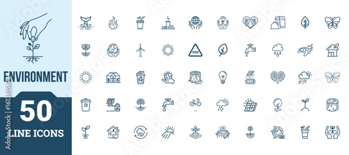 Environment Vector Icon Set – Sustainability, Ecology, Green Energy, Recycling, and Nature Icons
