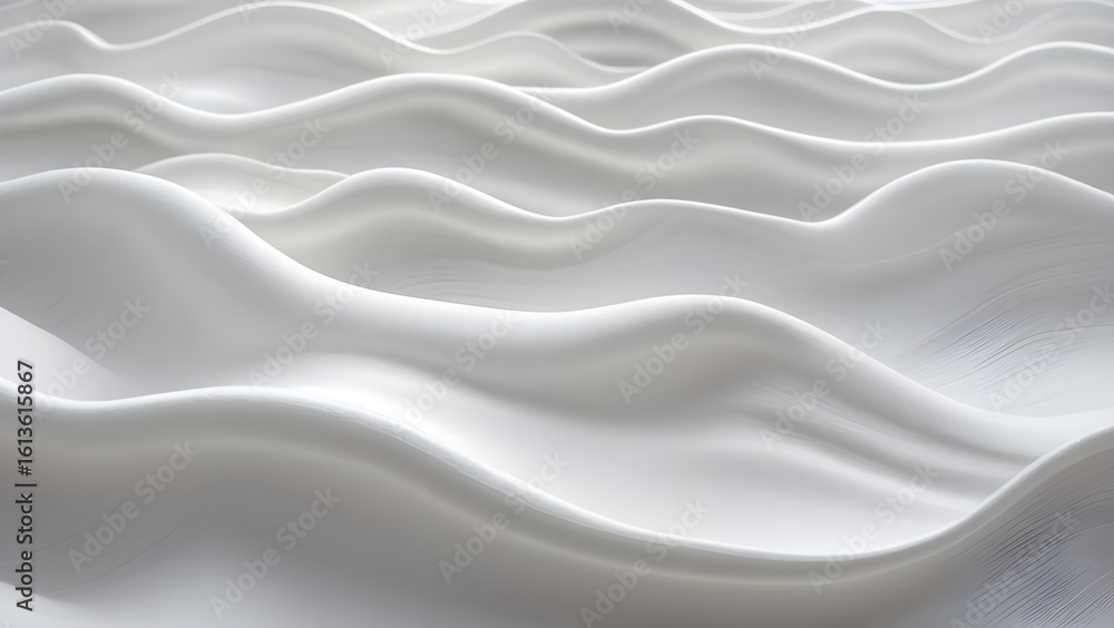 Obraz premium High Key Abstract Wavy Texture Background - Modern Elegant White 3D Render
