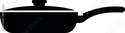 Black frying pan silhouette with lid