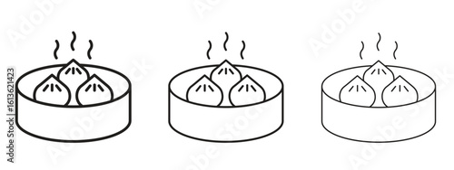 Xiao long bao icon symbol line. Editable stroke width