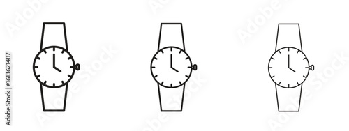 Wristwatch icon symbol line. Editable stroke width
