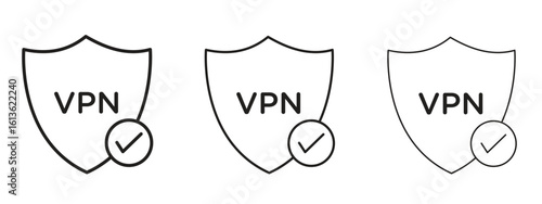 Virtual private network icon symbol line. Editable stroke width