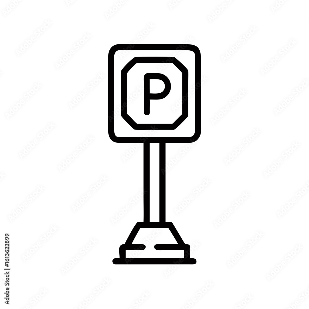 Parking space marker sign on a post in minimalistic design Parking space marker sign on a post in minimalistic design