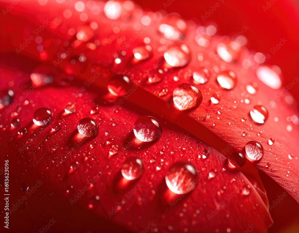 Closeup of a vibrant red rose adorned with sparkling water droplets, captivating display of nature's beauty Closeup of a vibrant red rose adorned with sparkling water droplets, captivating display of nature's beauty