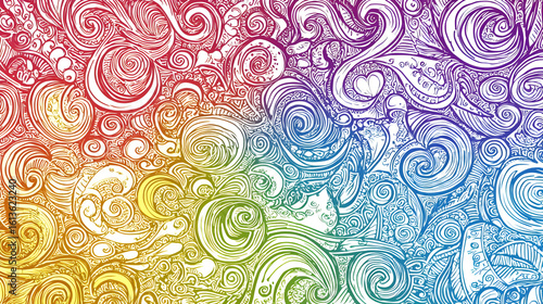 Rainbow swirl patterns, intricate designs,  whimsical. Detailed swirls, colors blend into a rainbow spectrum