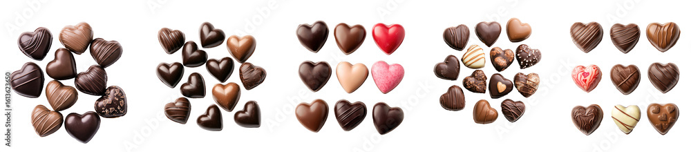 Fototapeta premium Heart-shaped chocolates for Valentine isolated on transparent background