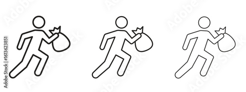 Thief icon symbol line. Editable stroke width