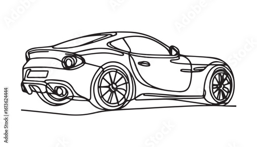 Continuous one single minimal line drawing roadster car