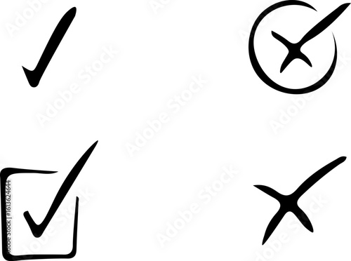 Check mark symbols and cross marks tick
