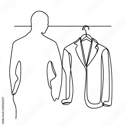 Person comparing suit against transparent background