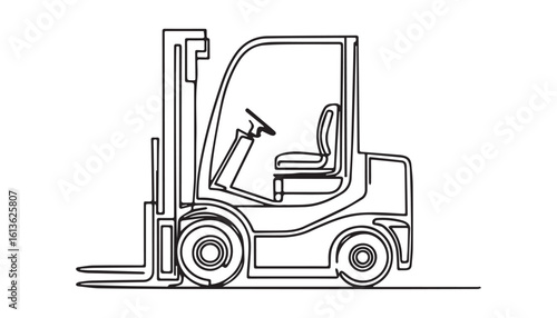 Continuous one single minimal line drawing forklift