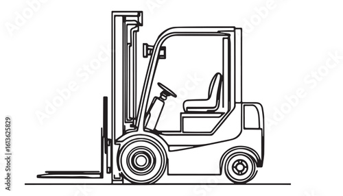 Continuous one single minimal line drawing forklift