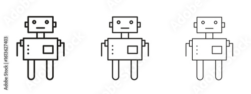 Robot icon symbol line. Editable stroke width