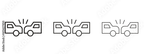 Rear end collision icon symbol line. Editable stroke width