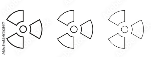 Radioactive icon symbol line. Editable stroke width