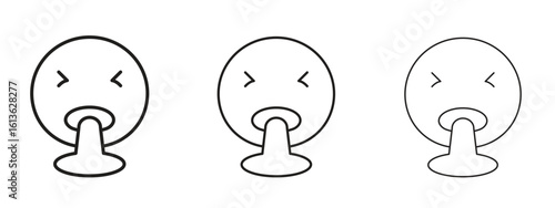 Puking emoji icon symbol line. Editable stroke width