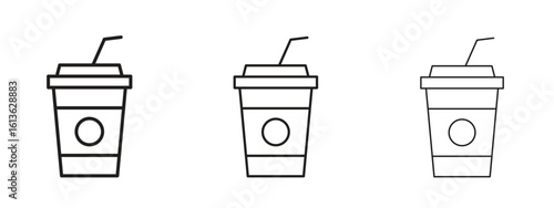 Plastic drinking cup icon symbol line. Editable stroke width