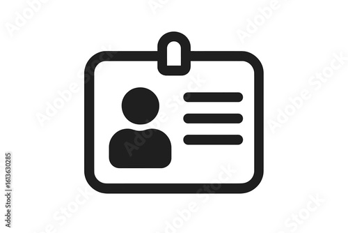 ID card icon. Identification badge vector. User profile symbol. Employee name tag for business. Security access pass concept. Personal staff identity. Corporate member logo.