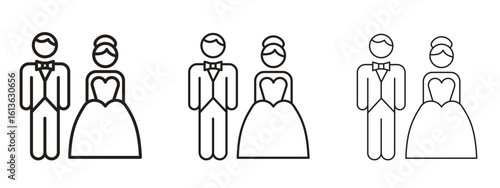 Newlyweds icon symbol line. Editable stroke width