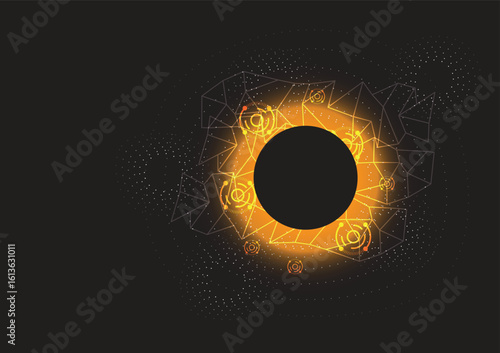 Abstract glowing circle futuristic and network connection background. Vector illustration. Circular tech science global. Hi-tech Background ring sphere pattern