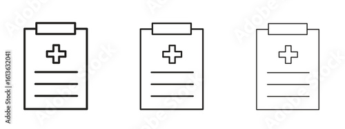 Medical records icon symbol line. Editable stroke width
