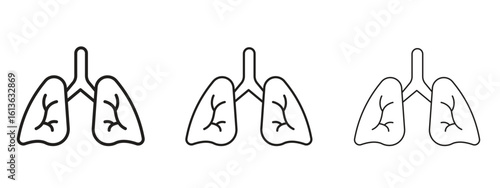 Lungs icon symbol line. Editable stroke width