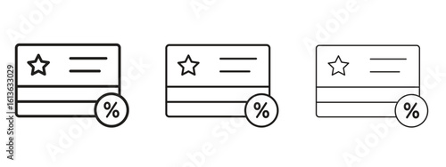 Loyalty card icon symbol line. Editable stroke width
