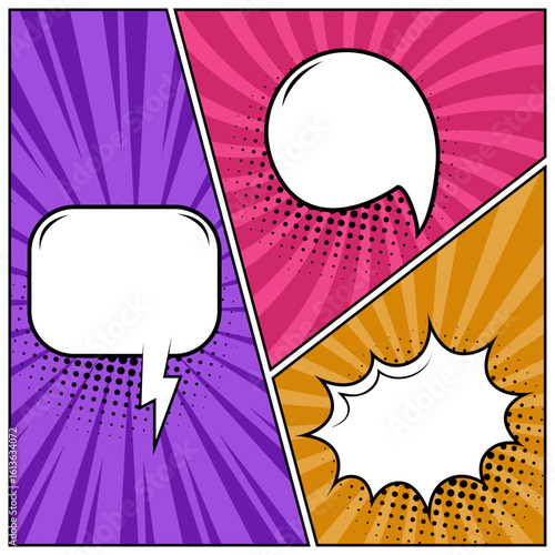 Wallpaper Mural three empty comic book page colorful background with blank speech bubble Torontodigital.ca