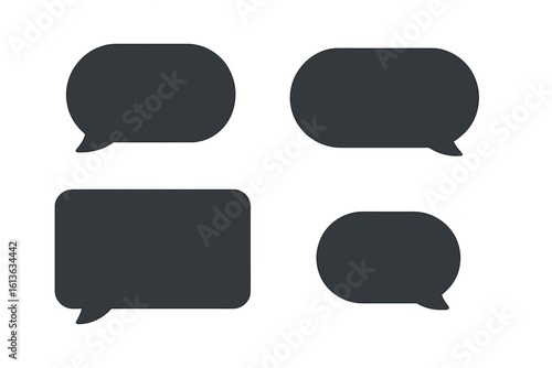 Chat bubbles vector set for messenger app design. Dark or night mode UI elements. Speech bubbles, dialogue boxes, and message icons for modern communication interface.