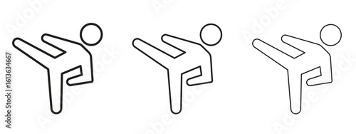 Kung fu icon symbol line. Editable stroke width