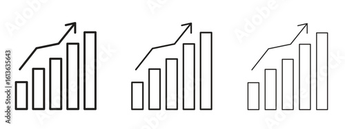 Increasing stocks icon symbol line. Editable stroke width