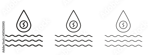 Hydraulic energy icon symbol line. Editable stroke width