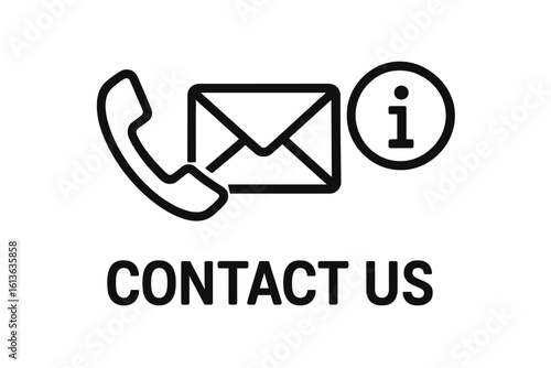 Contact us vector icon set for web and mobile. Includes phone, email, and information symbols. Customer service, support, and communication concept illustration.